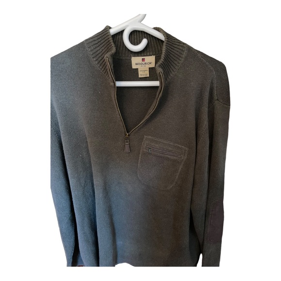 Woolrich men’s Zipped collar sweater Olive Large - Picture 3 of 8